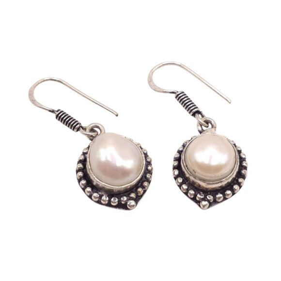 Vintage Style Sterling Silver & Pearl Drop Earrings - Picture 1 of 5